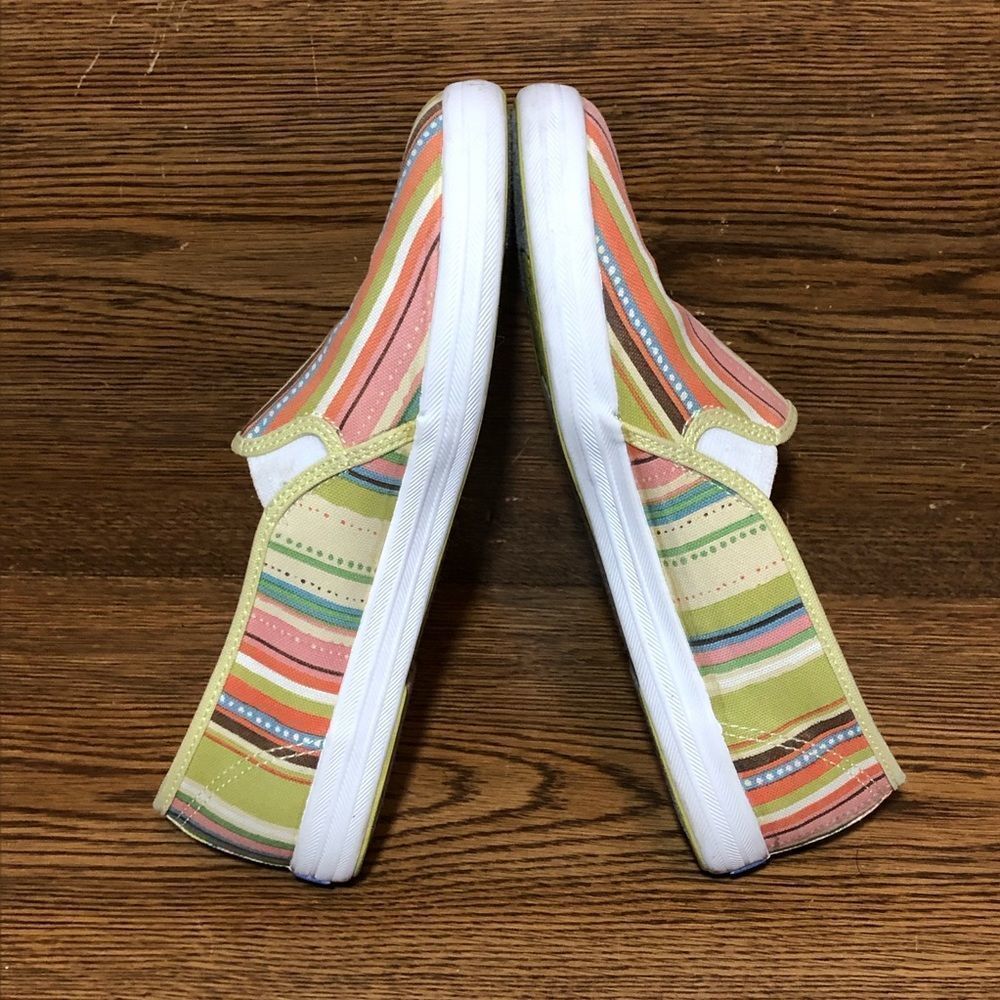 Keds canvas green womens slip on shoes white sneakers size 7.5 - Picture 5 of 8